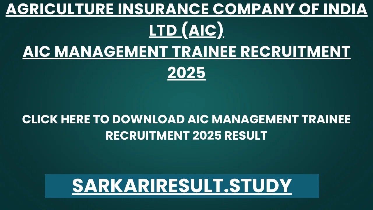 AIC Management Trainee Recruitment 2025 Result