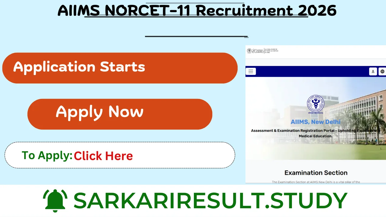 AIIMS NORCET-11 Recruitment 2026 