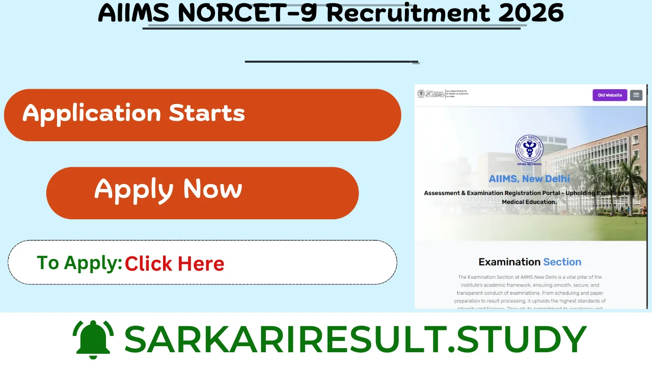 AIIMS NORCET-9 Recruitment 2026 