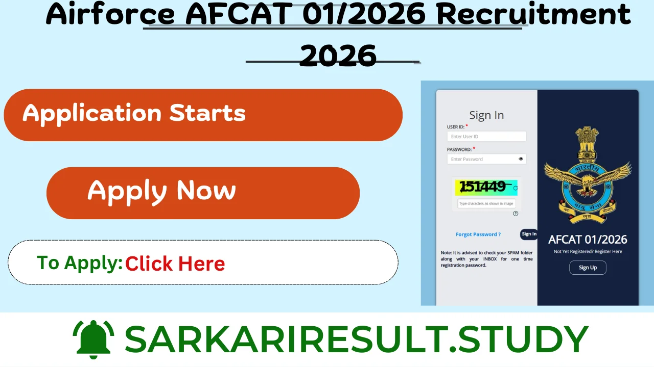 Airforce AFCAT 01/2026 Recruitment 2026