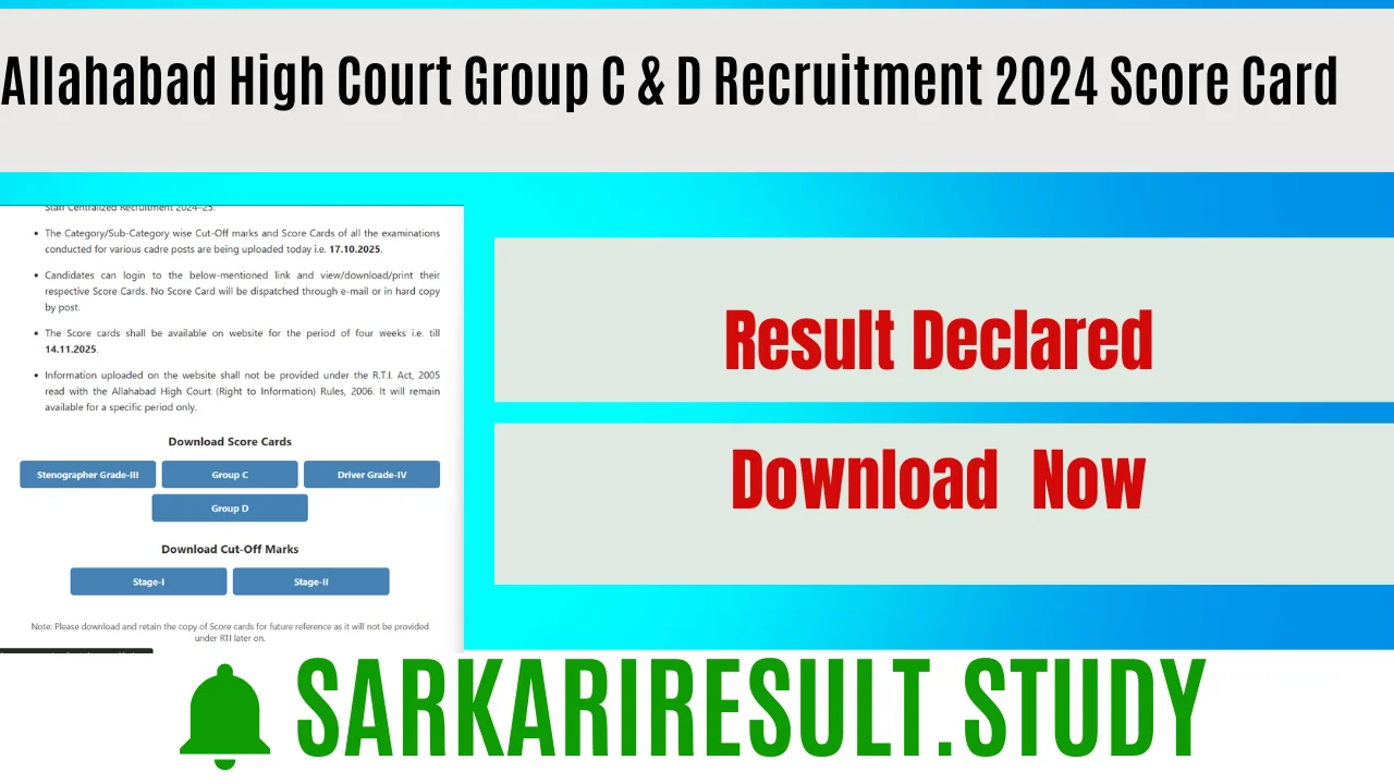 Allahabad High Court Group C & D Recruitment 2024 Score Card
