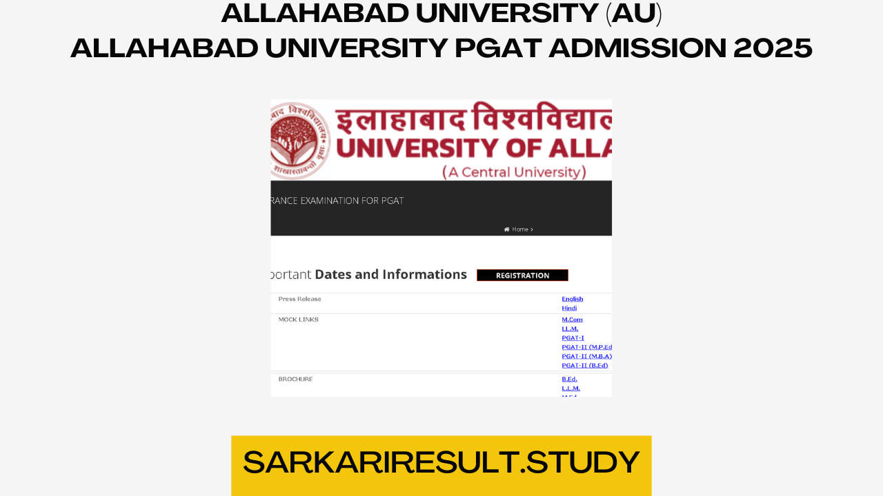 Allahabad University PGAT Admission 2025 Result