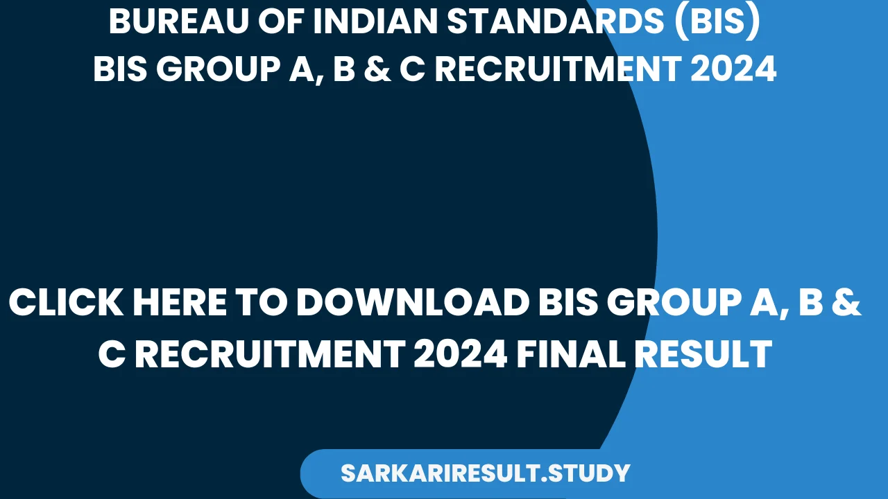 BIS Group A, B & C Recruitment 2024 Final Result