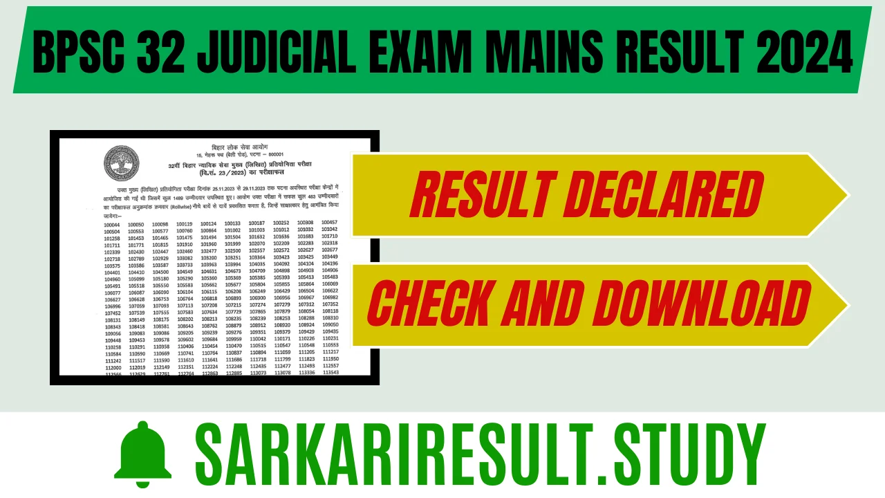 BPSC 32 Judicial Exam Mains Result 2024