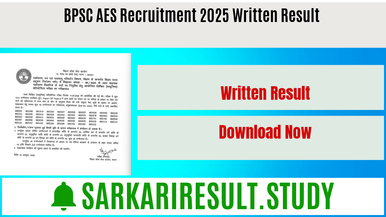 BPSC AES Recruitment 2025 Written Result 