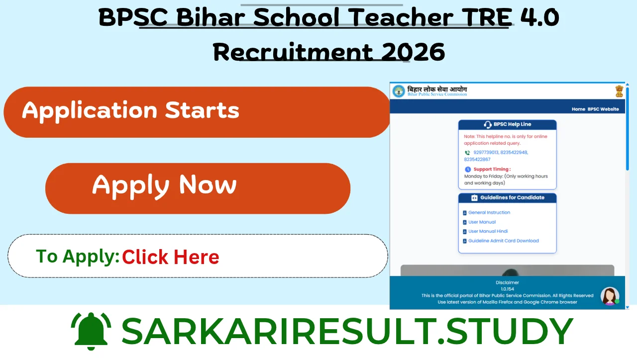 BPSC Bihar School Teacher TRE 4.0 Recruitment 2026