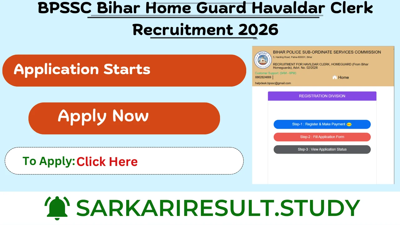 BPSSC Bihar Home Guard Havaldar Clerk Recruitment 2026