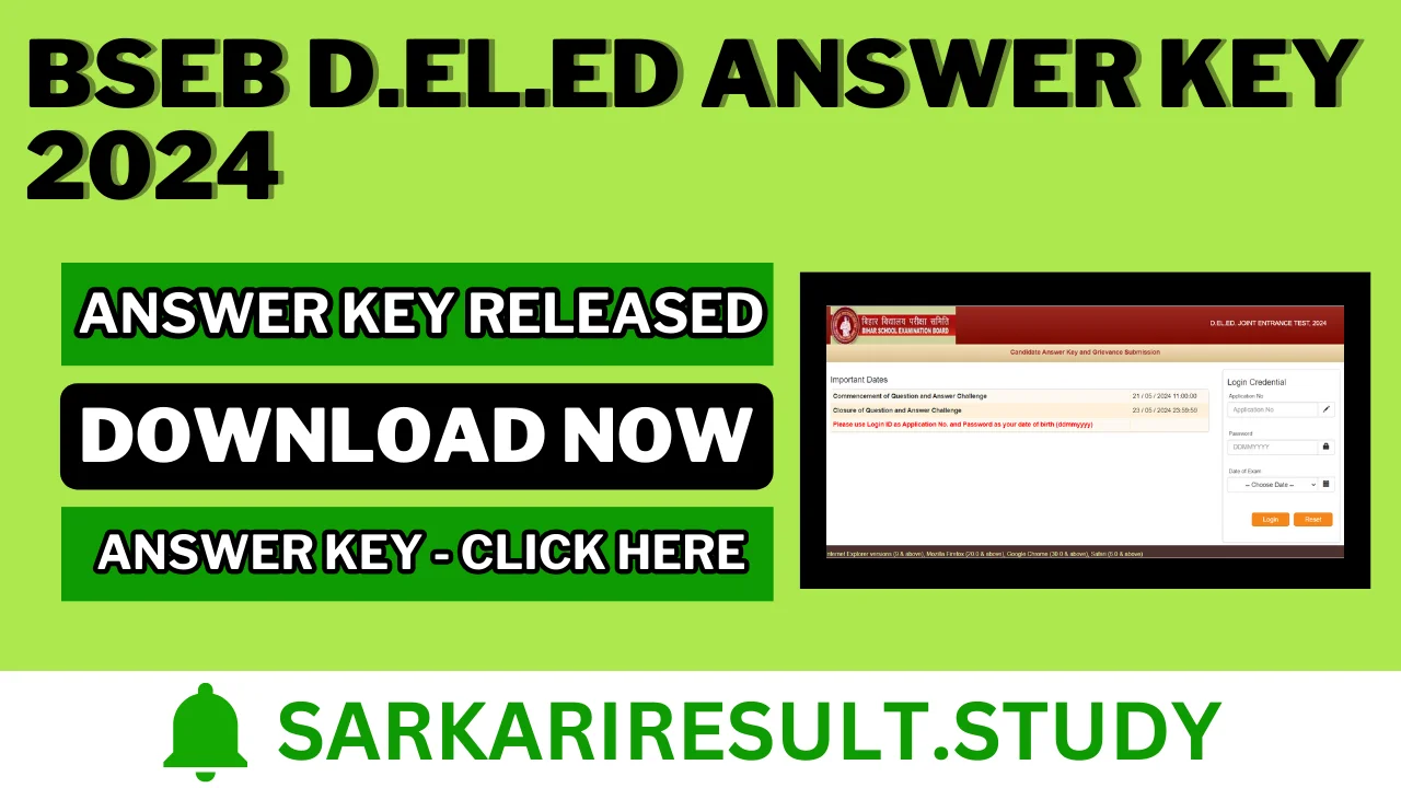 BSEB D.El.Ed Answer Key 2024