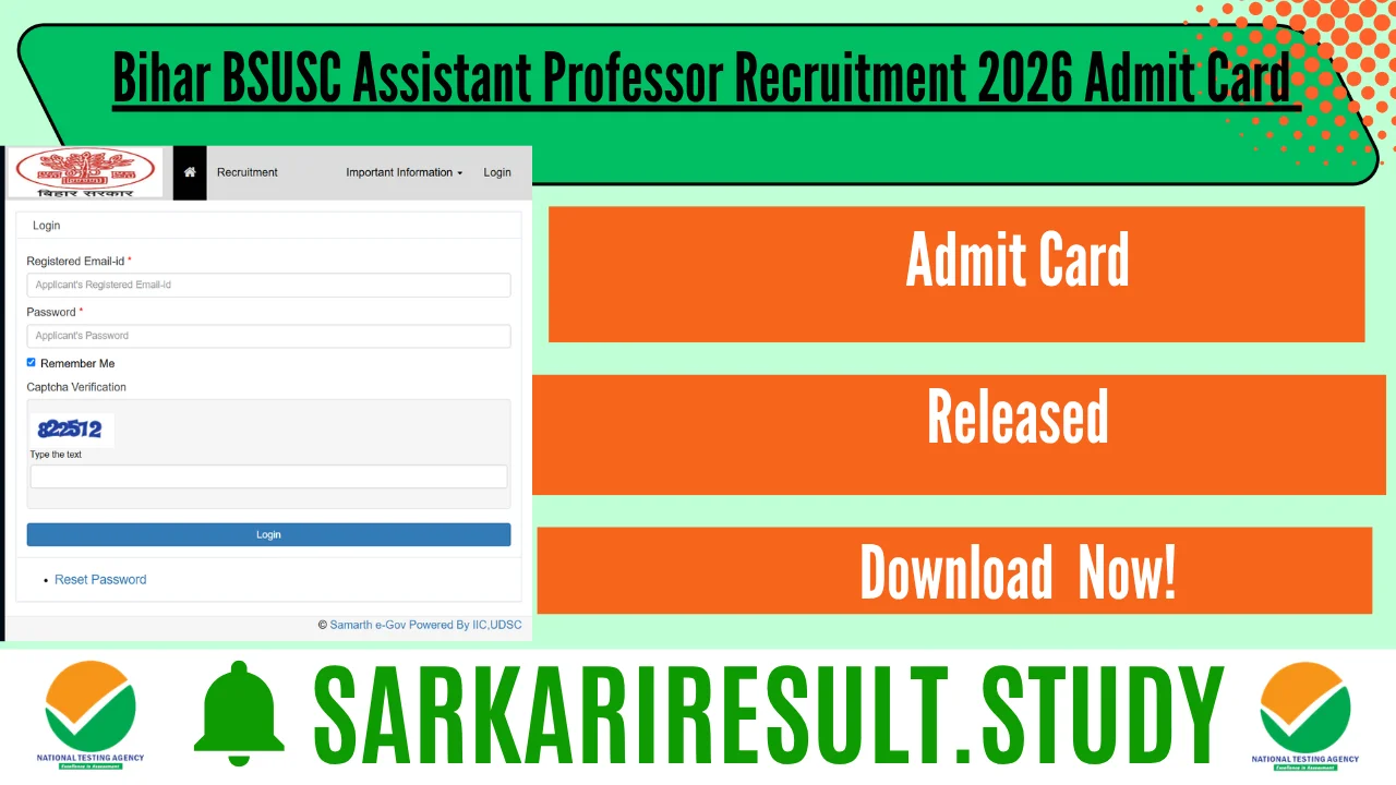 Bihar BSUSC Assistant Professor Recruitment 2026 Admit Card 
