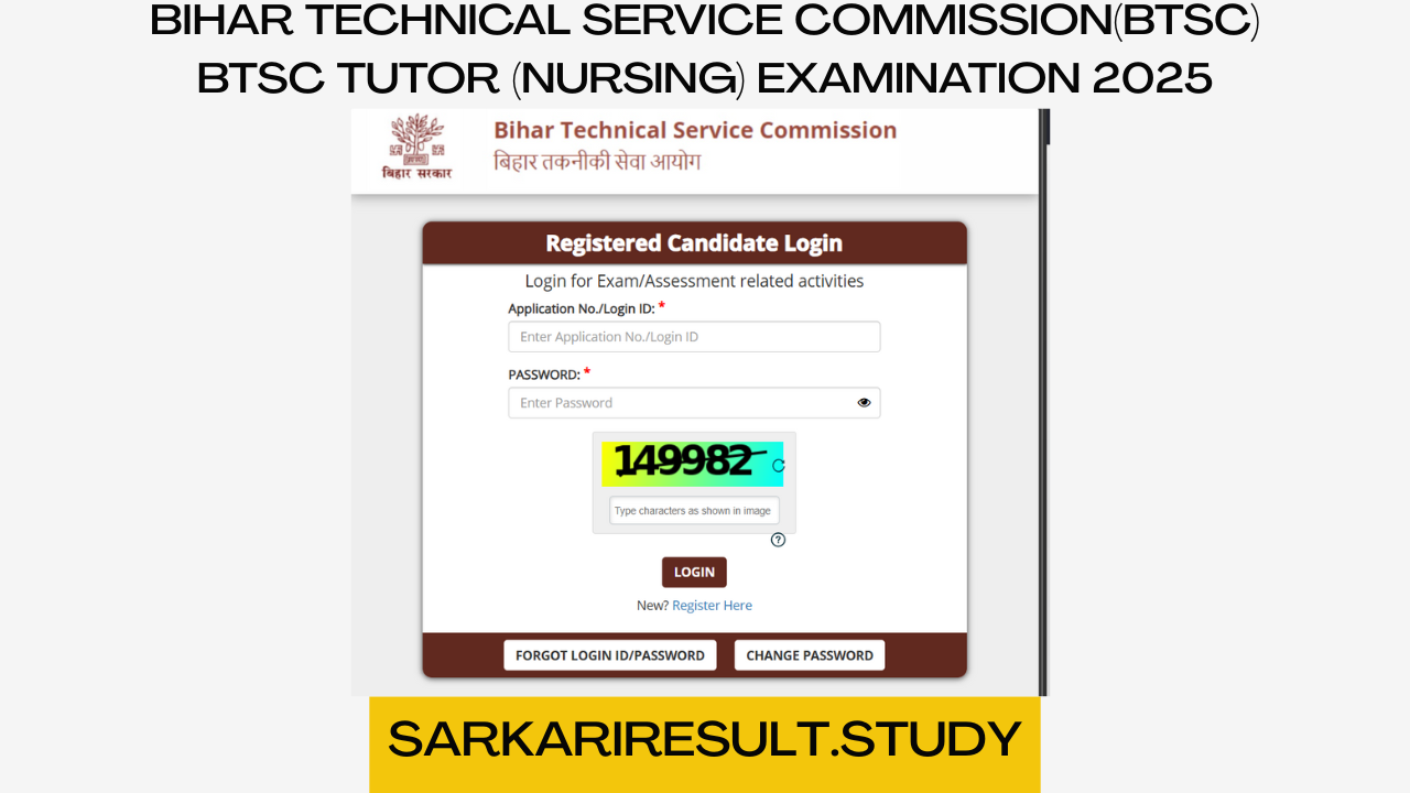 Bihar BTSC Tutor Nursing Examination 2025
