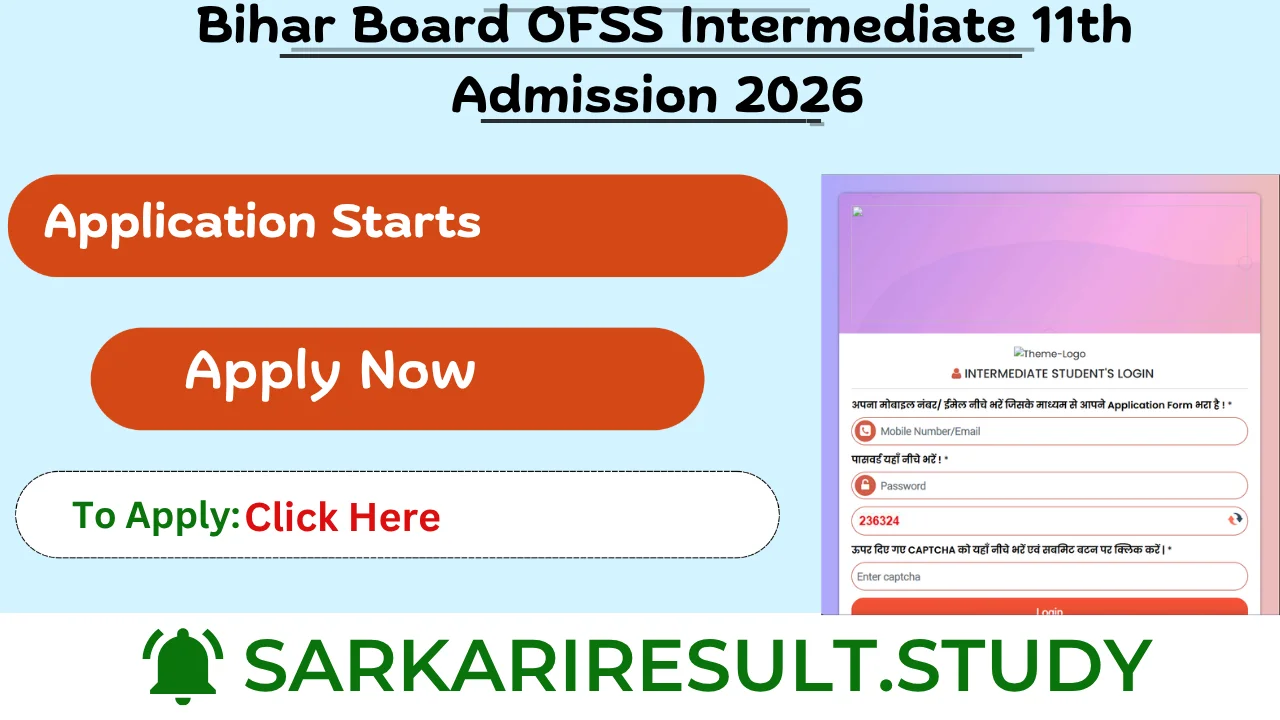 Bihar Board OFSS Intermediate 11th Admission 2026
