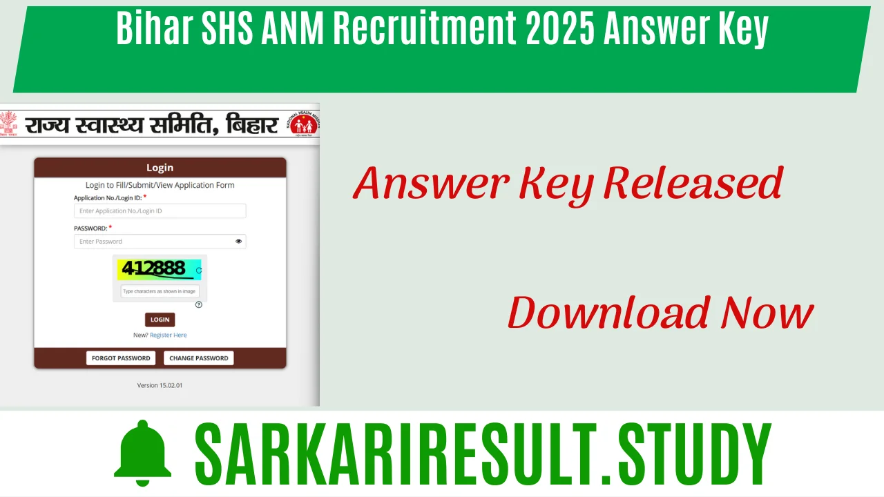 Bihar SHS ANM Recruitment 2025 Answer Key
