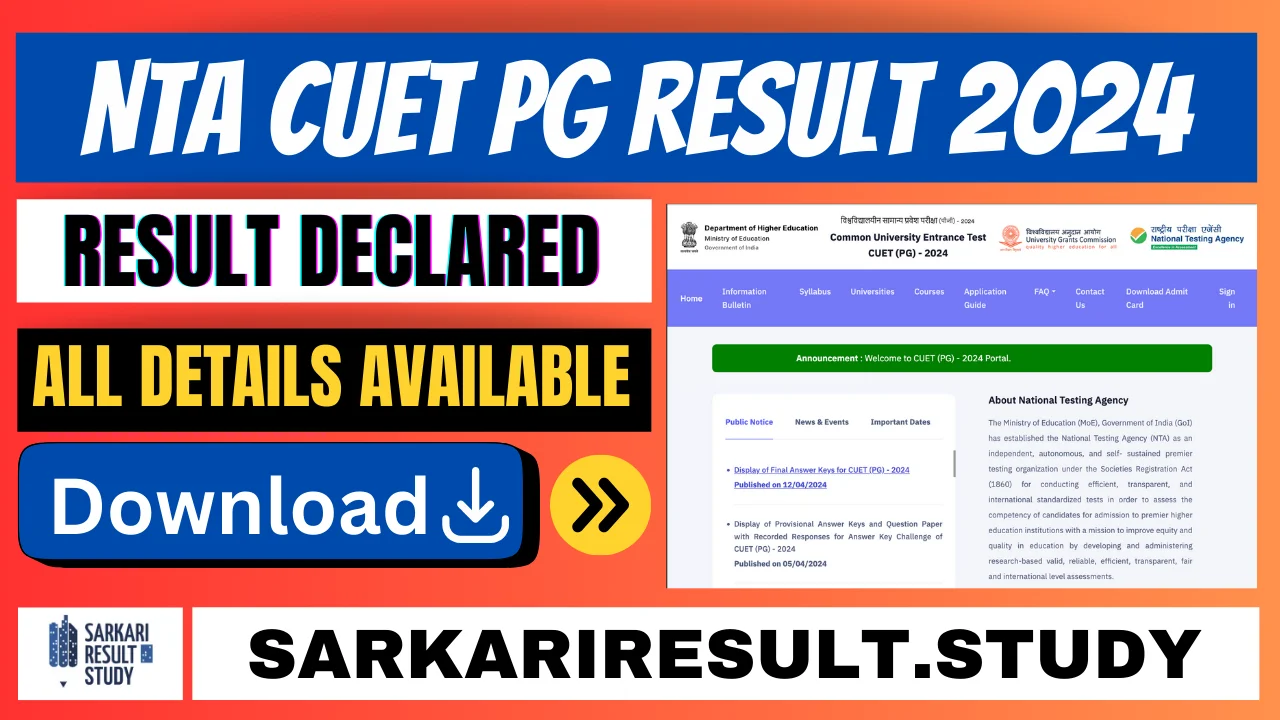 NTA CUET PG Result 2024