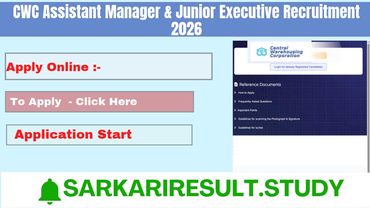 CWC Assistant Manager & Junior Executive Recruitment 2026