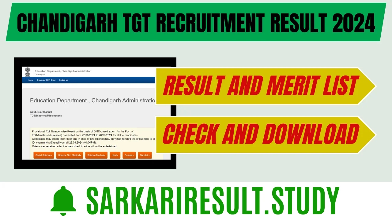 Chandigarh TGT Recruitment Result 2024