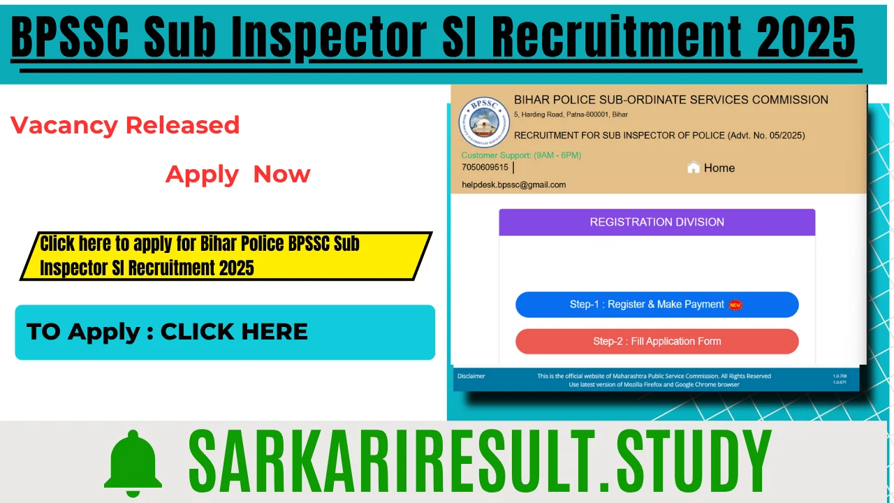 BPSSC Sub Inspector SI Recruitment 2025