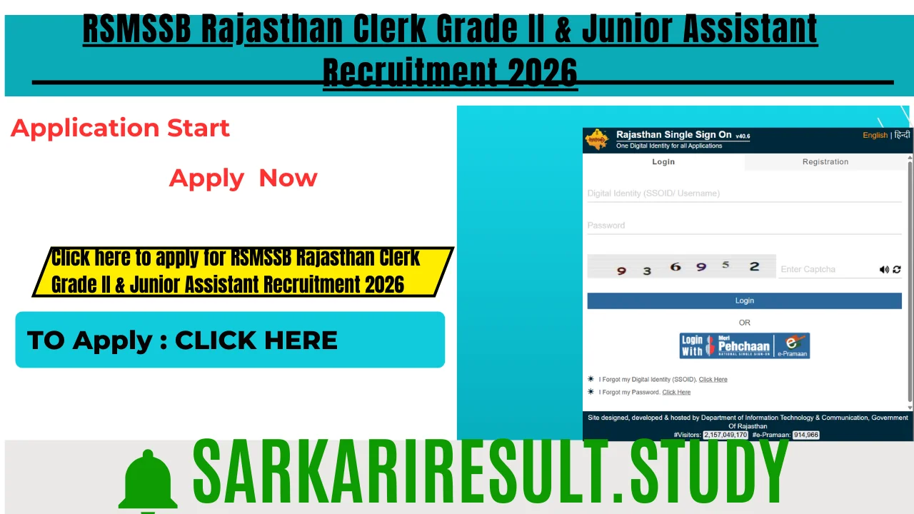 RSMSSB Rajasthan Clerk Grade II & Junior Assistant Recruitment 2026