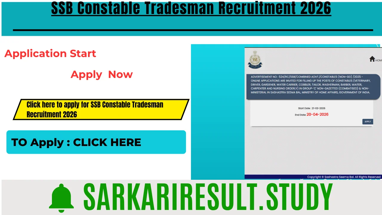 SSB Constable Tradesman Recruitment 2026