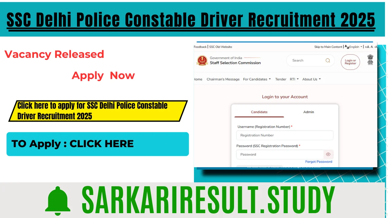 SSC Delhi Police Constable Driver Recruitment 2025