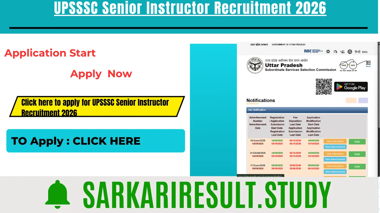 UPSSSC Senior Instructor Recruitment 2026