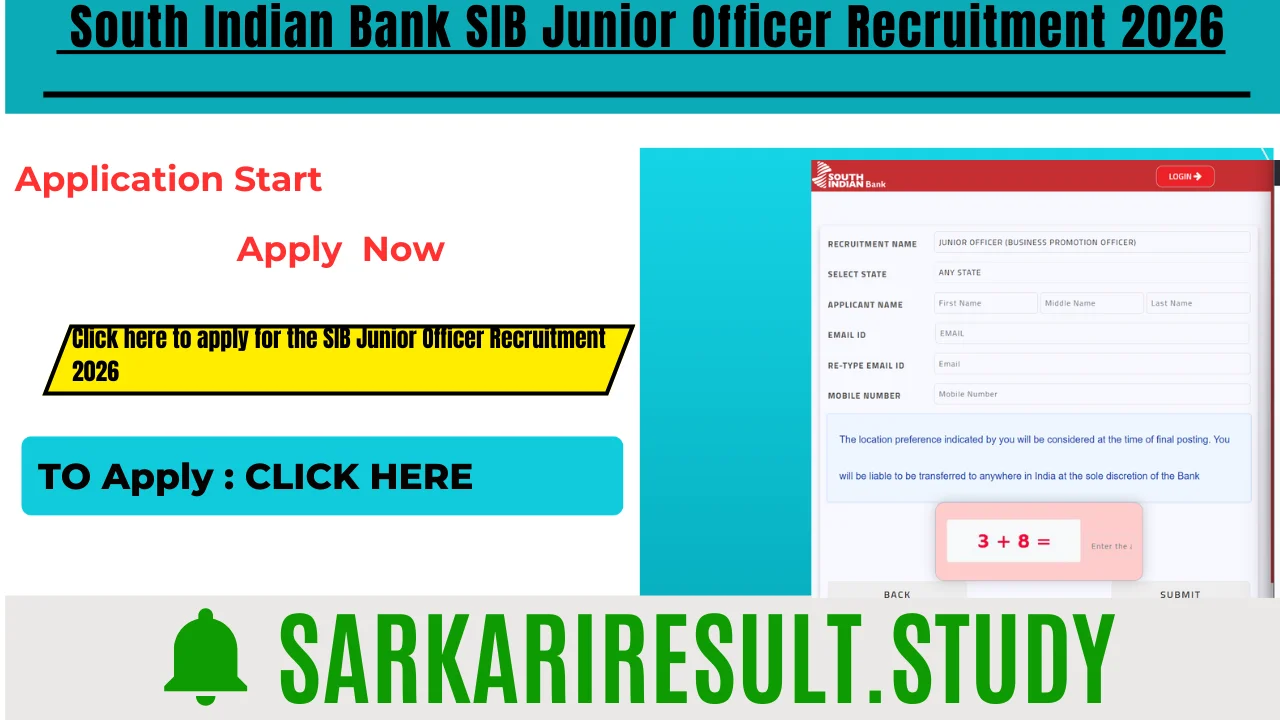 SIB Junior Officer Recruitment 2026