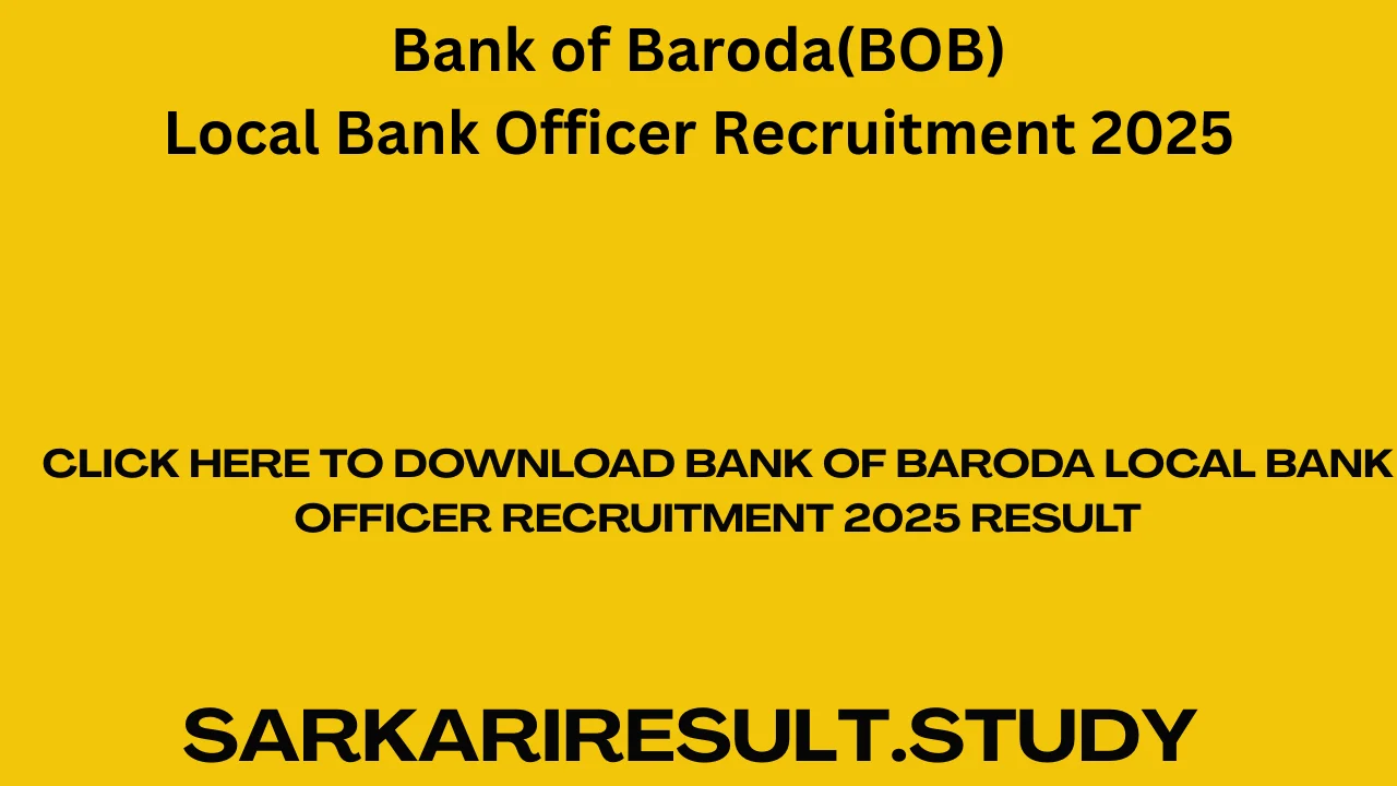 Bank of Baroda Local Bank Officer Recruitment 2025 Result