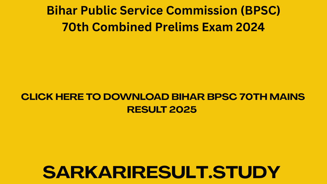Bihar BPSC 70th Mains Result 2025 
