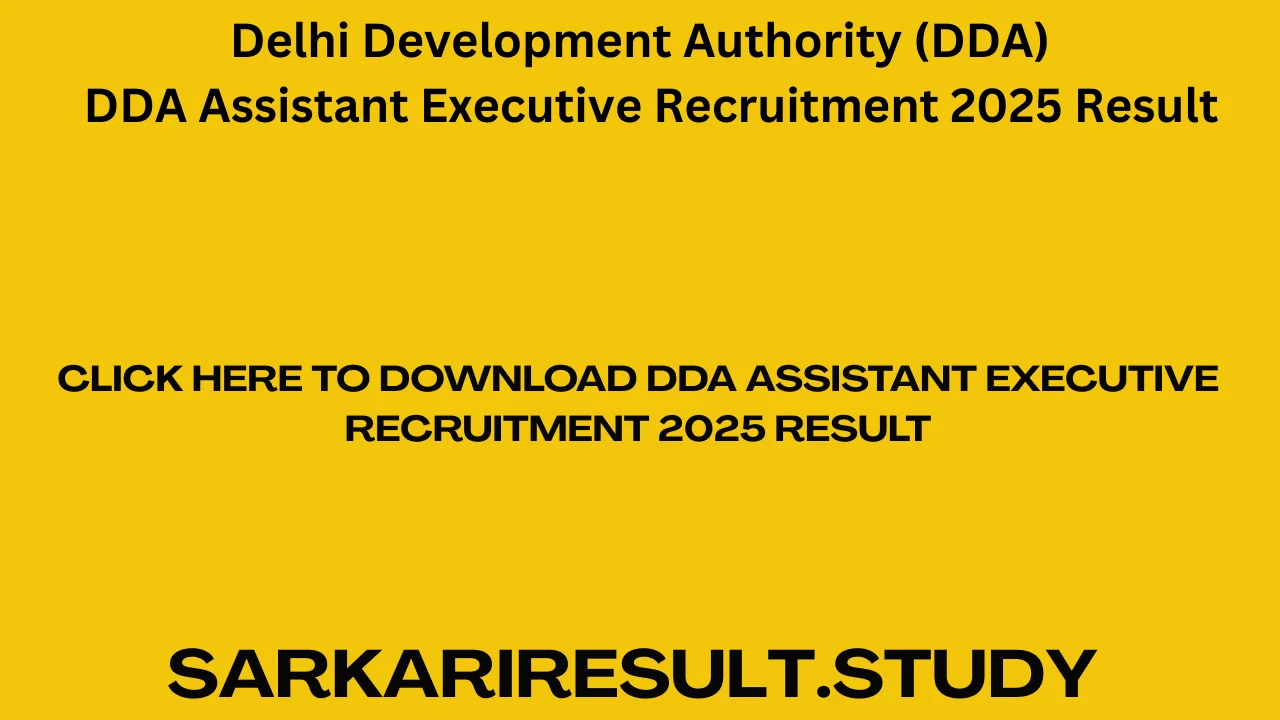  DDA Assistant Executive Recruitment 2025 Result
