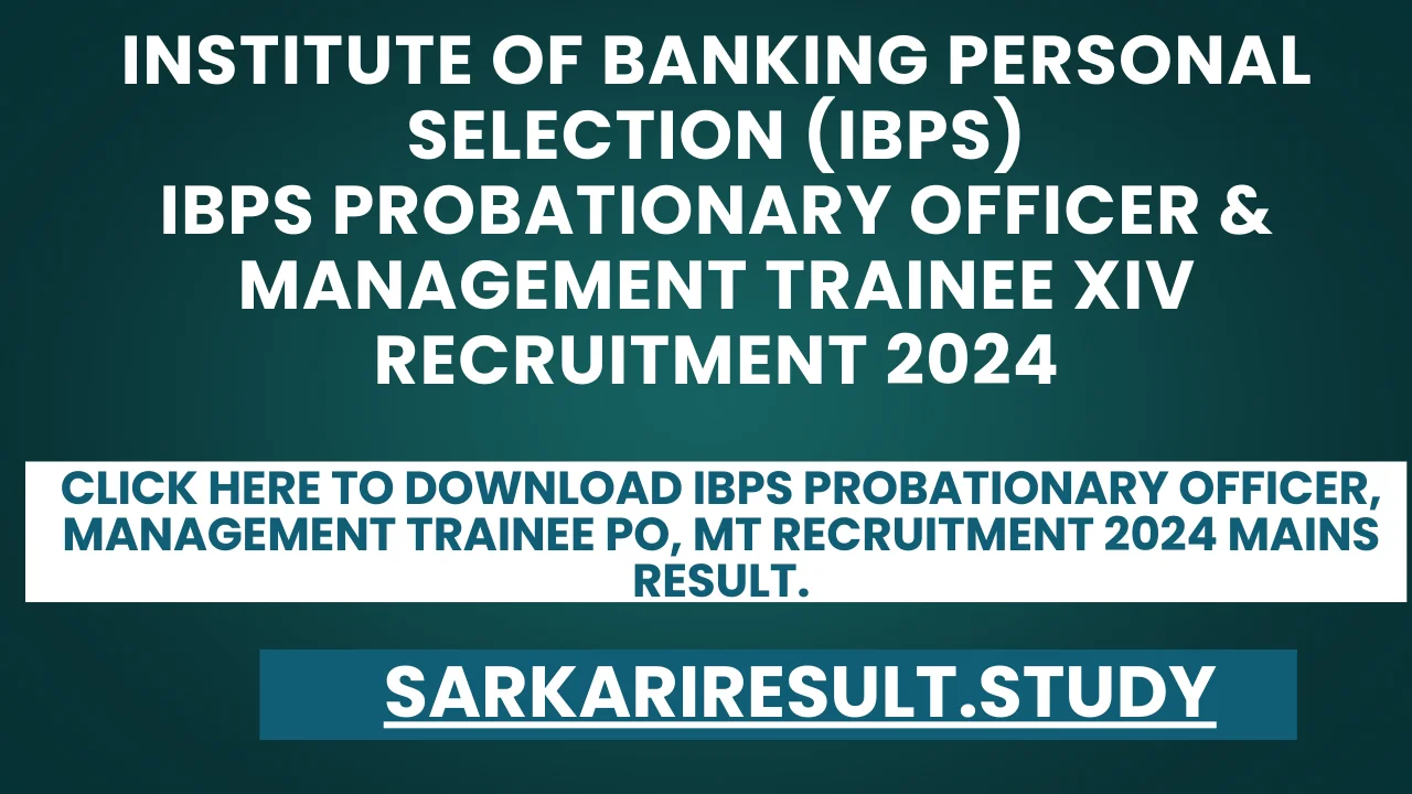 IBPS PO 14th Mains Result 2025