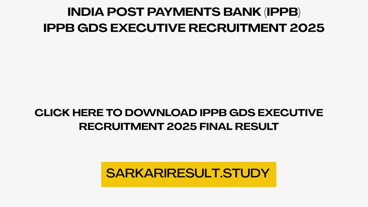 IPPB GDS Executive Recruitment 2025 Final Result