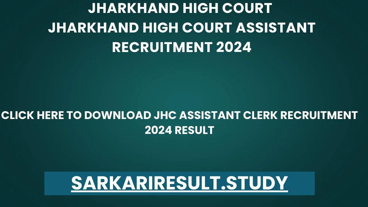 JHC Assistant Clerk Recruitment 2024 Result