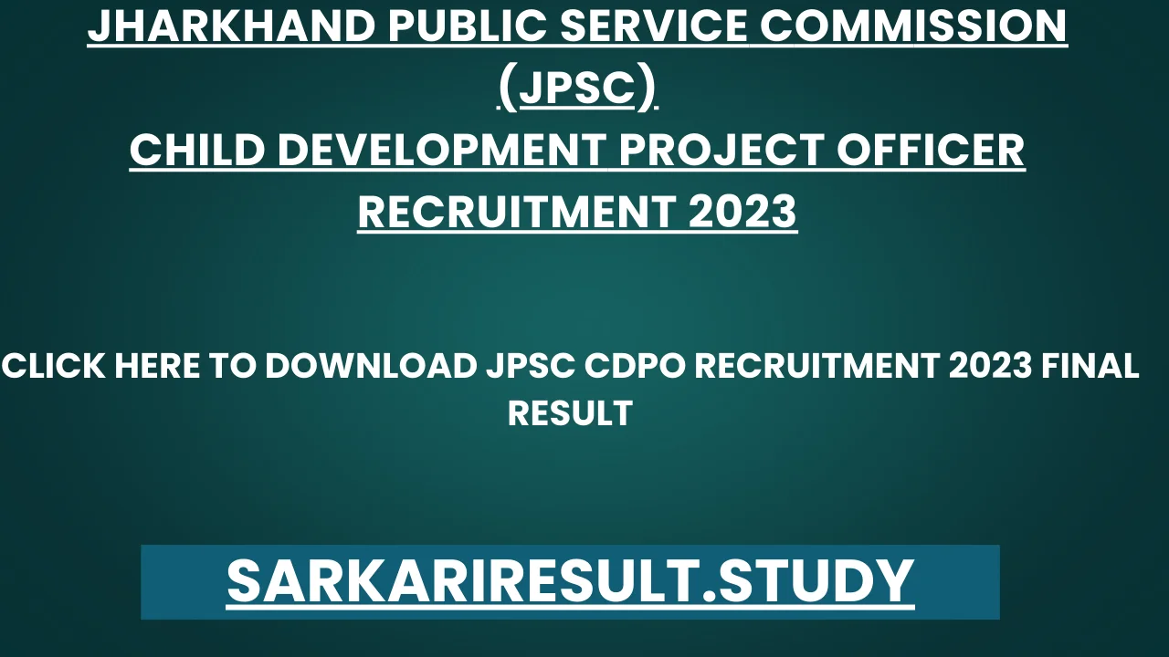 JPSC CDPO Recruitment 2023 Final Result