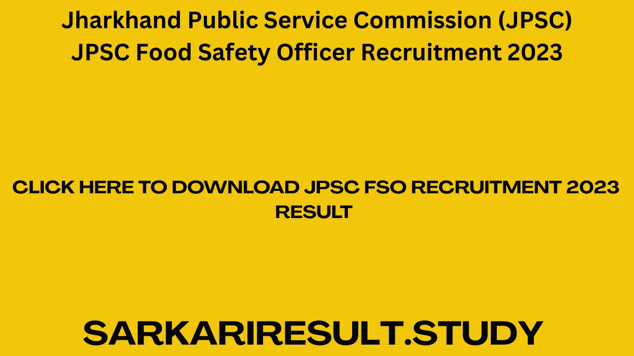 JPSC FSO Recruitment 2023 Result 