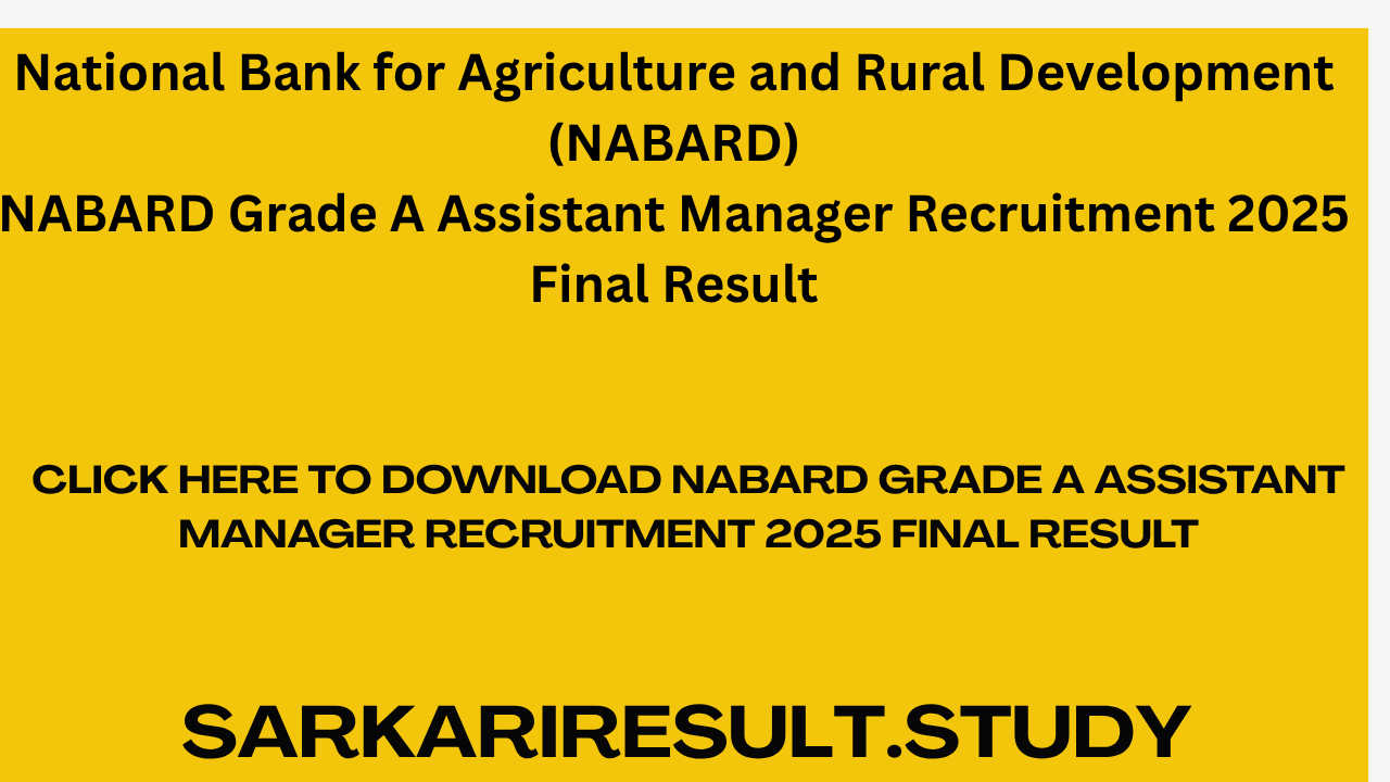 NABARD Grade A Assistant Manager Recruitment 2025 Final Result