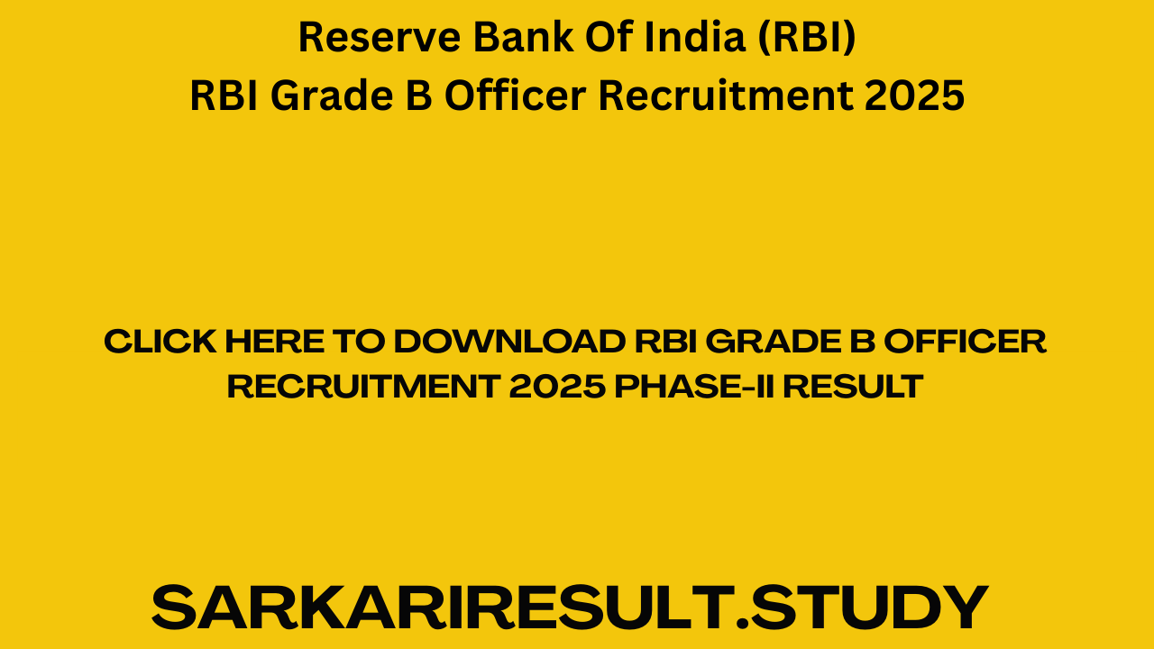 RBI Grade B Officer Recruitment 2025 Phase-II Result