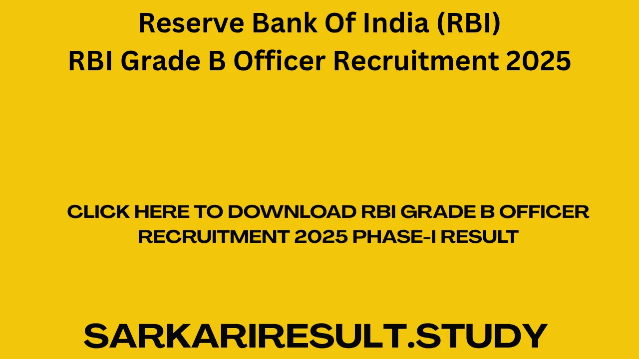 RBI Grade B Officer Recruitment 2025 Phase-I Result