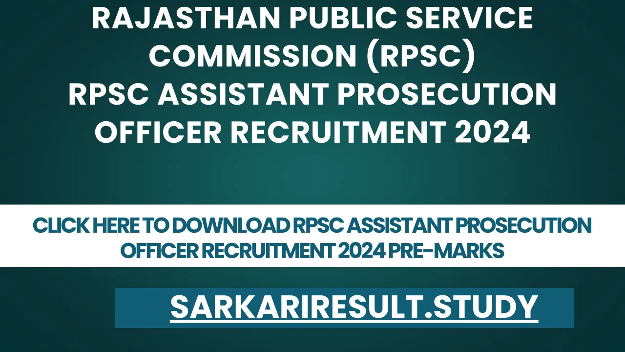 RPSC Assistant Prosecution Officer Recruitment 2024 Pre Marks
