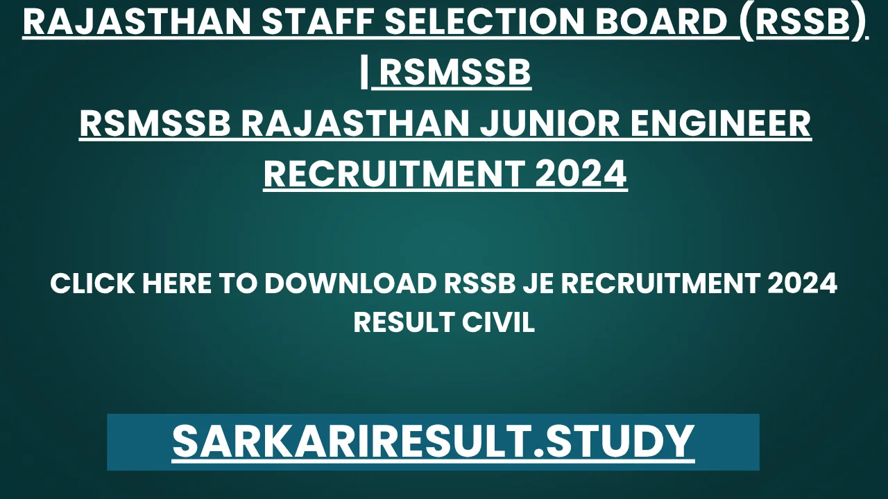 RSSB JE Recruitment 2024 Result Civil
