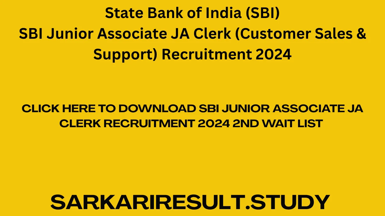 SBI Junior Associate JA Clerk Recruitment 2024 2nd Wait List