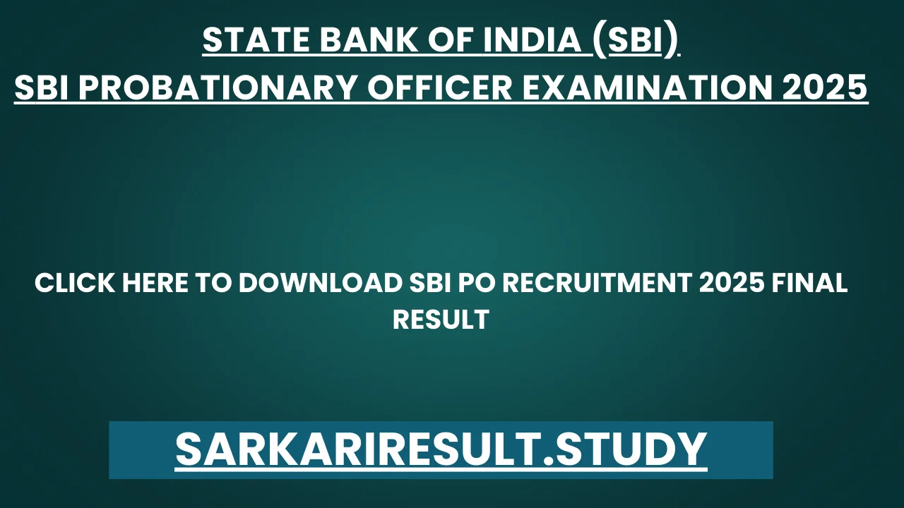 SBI PO Recruitment 2025 Final Result