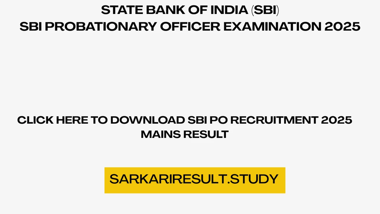 SBI PO Recruitment 2025 Mains Result