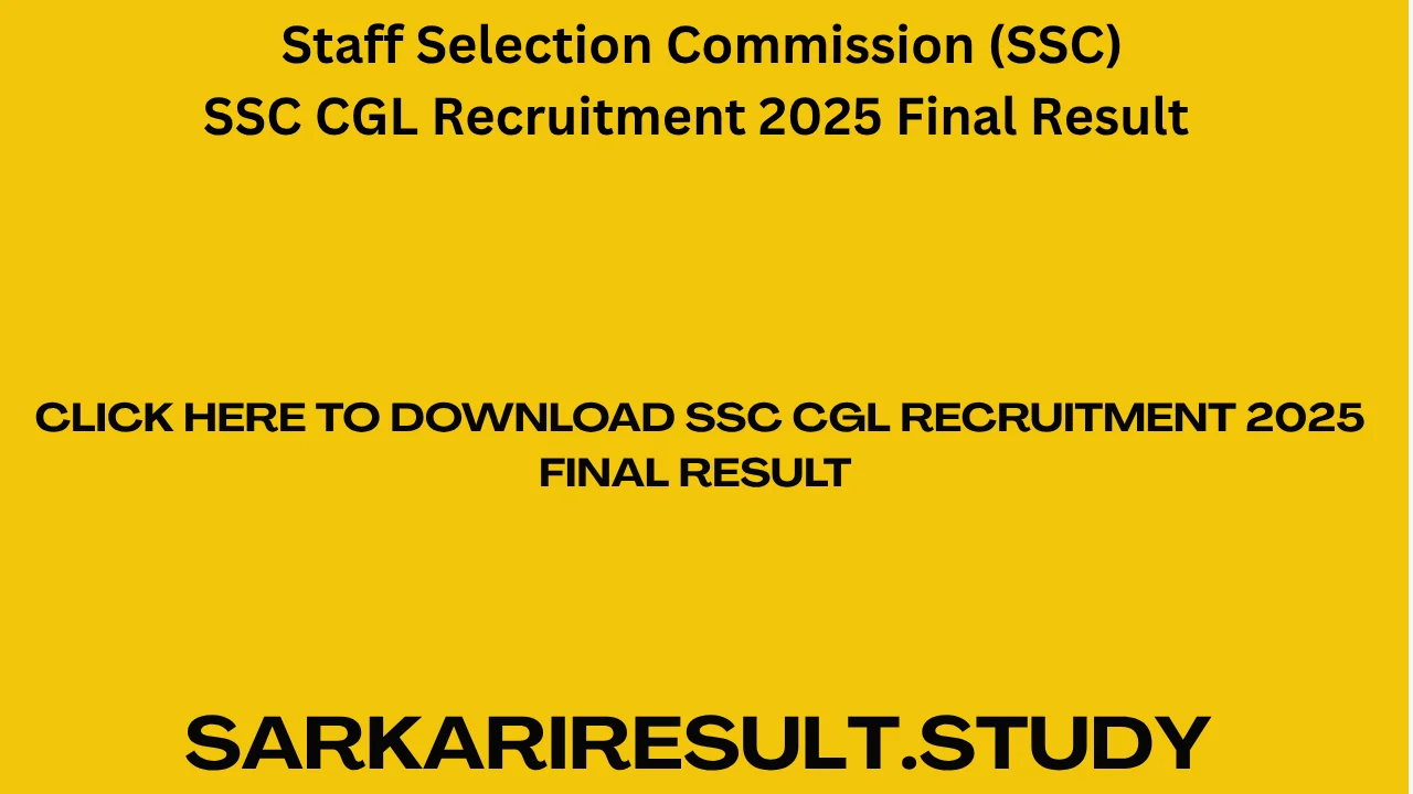 SSC CGL Recruitment 2025 Final Result 