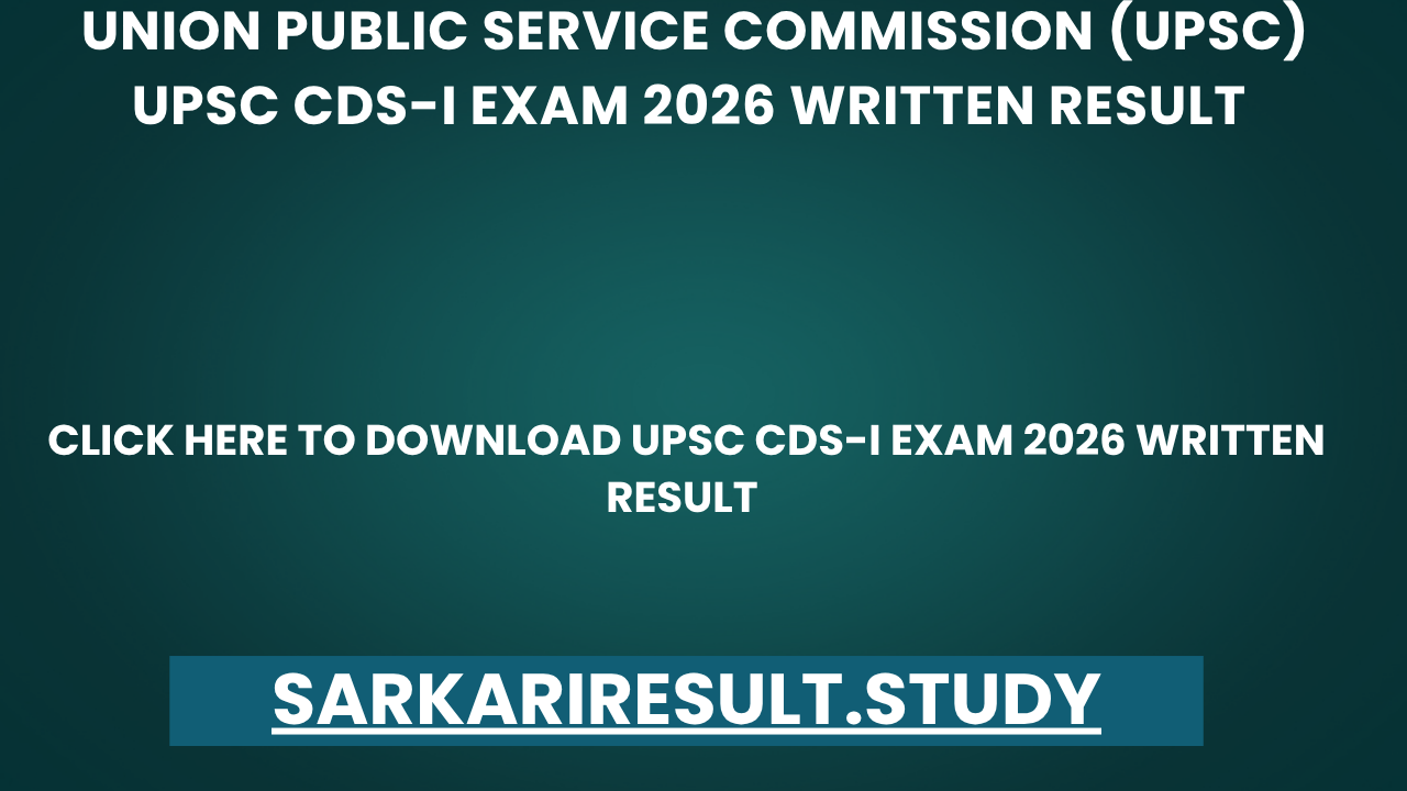 UPSC CDS-I Exam 2026 Written Result 