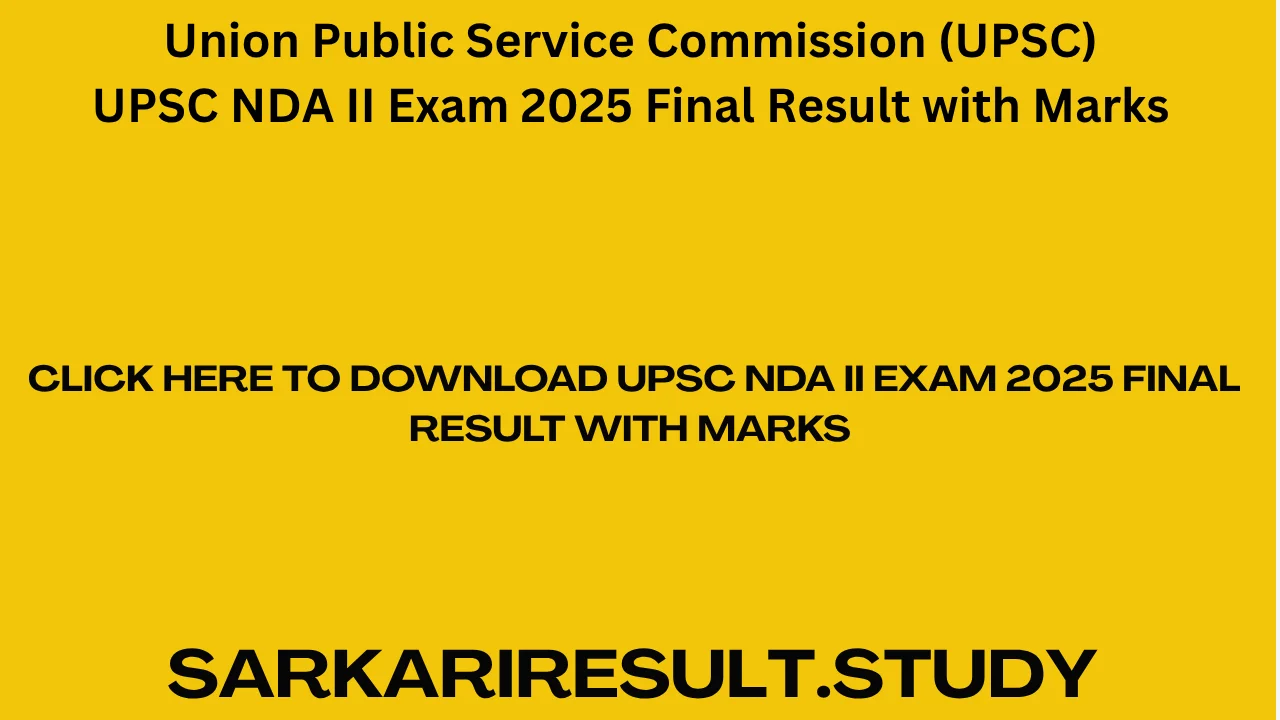 UPSC NDA II Exam 2025 Final Result with Marks 
