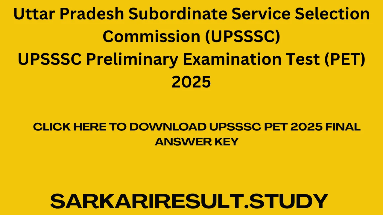 UPSSSC PET 2025 Final Answer Key