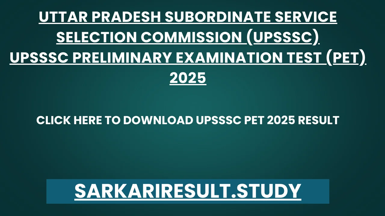 UPSSSC PET 2025 Result