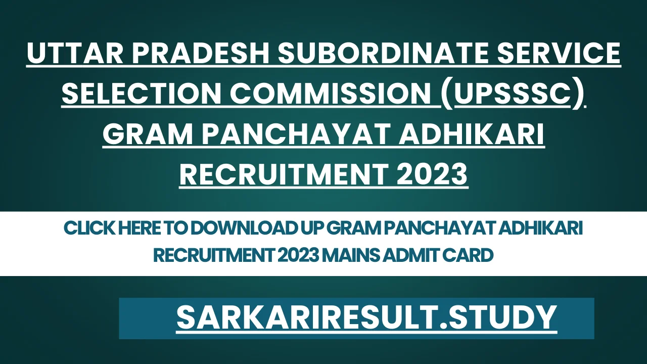 UP Gram Panchayat Adhikari Recruitment 2023 Mains Admit Card