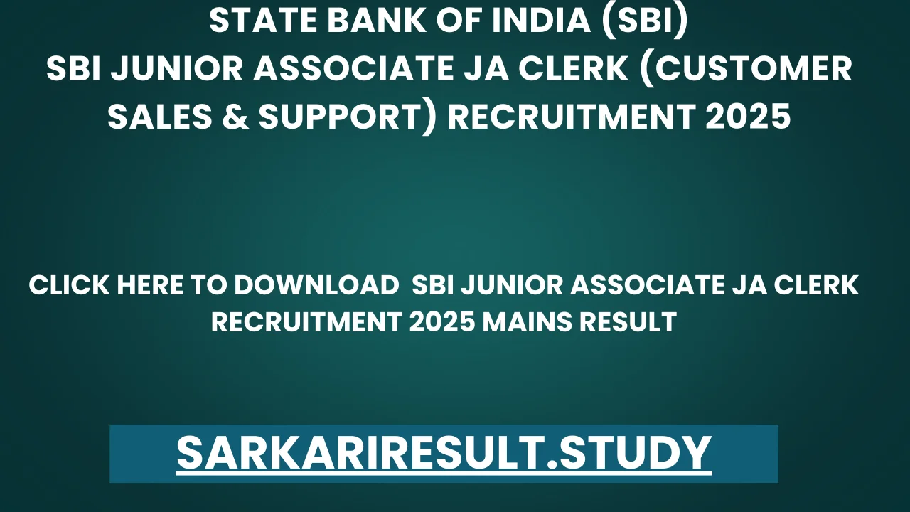  SBI Junior Associate JA Clerk Recruitment 2025 Mains Result