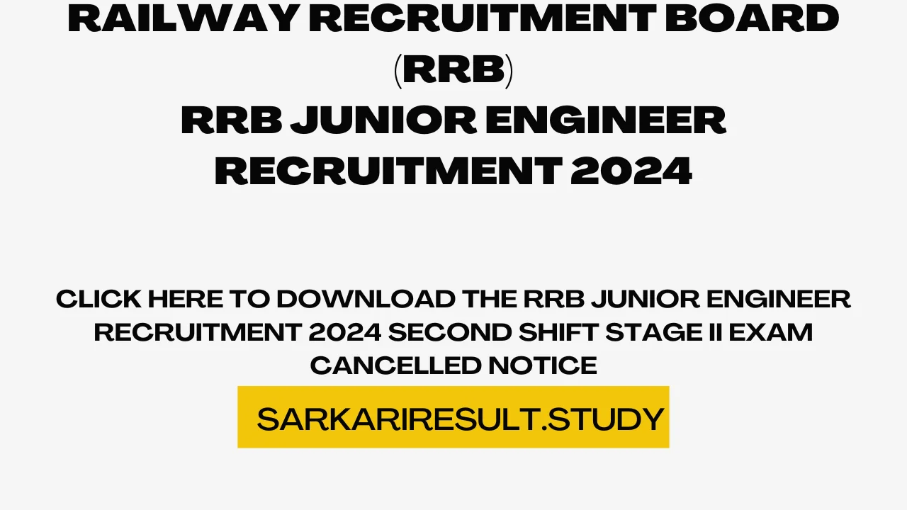 RRB Junior Engineer Recruitment 2024 Second Shift Stage II Exam Cancelled Notice