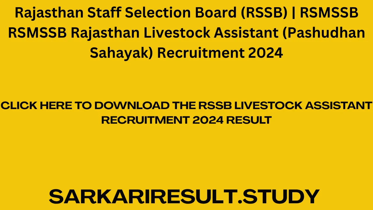 RSSB Livestock Assistant Recruitment 2024 Result